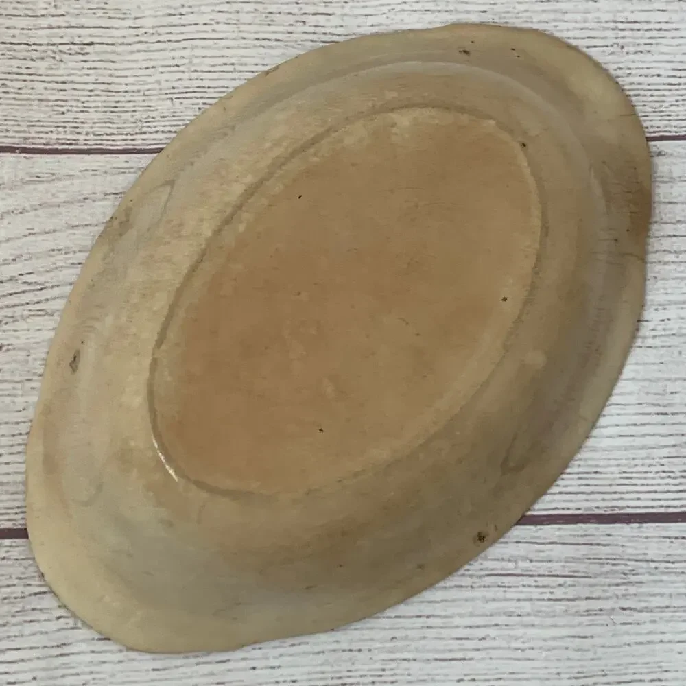 Antique Porcelain Cream Oval Bowl or Serving Dish with Roses Gold Chain 9